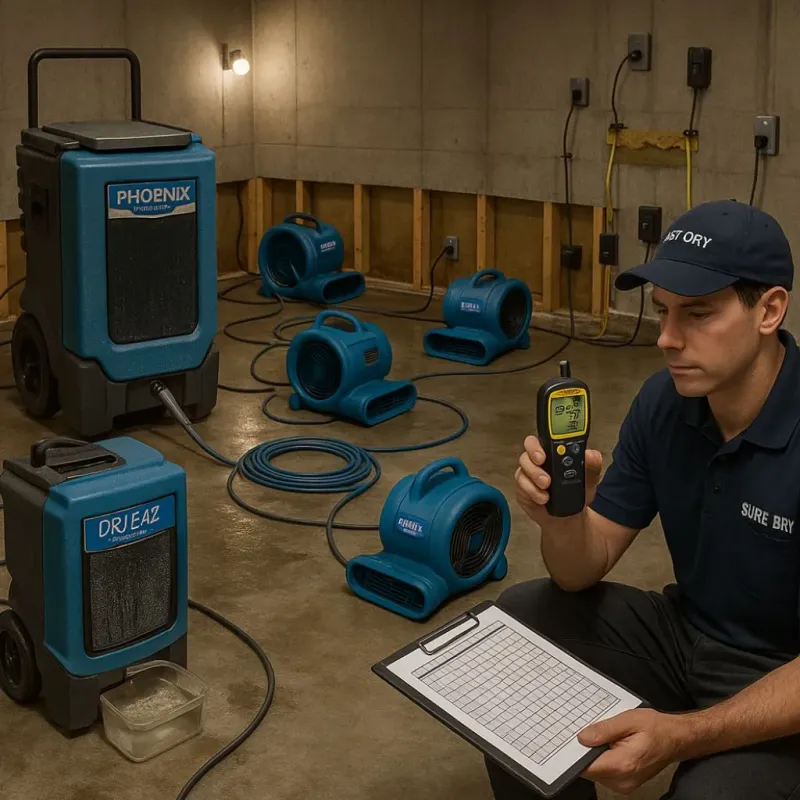 Structural Drying and Dehumidification process in Glenns Ferry, ID